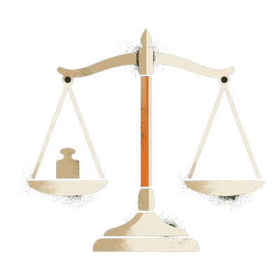 Balance scale with a single weight on one pan