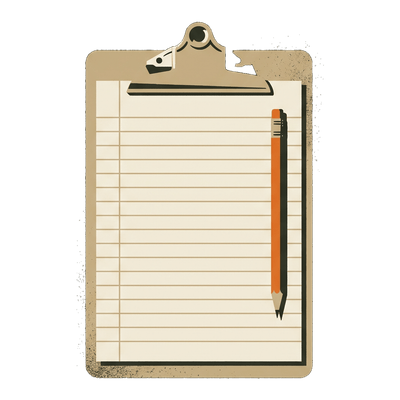Clipboard with a blank ruled sheet and a pencil