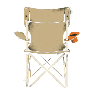 Empty canvas camp chair facing away